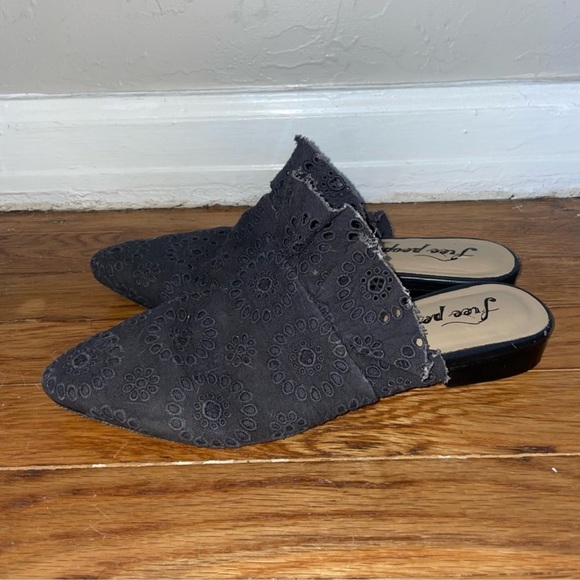 Free People Sienna Lace Eyelet Slip-On Pointed Toe Mules - Picture 3 of 6